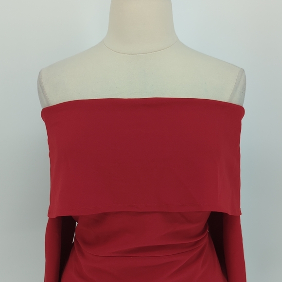 11350 Fashion to Figure Off Shoulder Asymmetrical Bodycon Dress Red size 2X - Picture 3 of 7